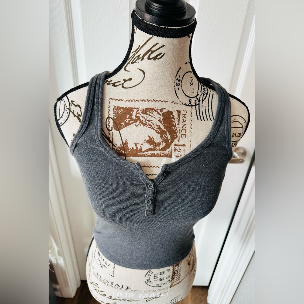 Brandy Melville Dark Gray Tank Top - Picture 2 of 6